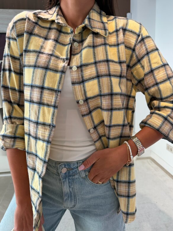 Koszula Aure w kratę żółto-niebieska