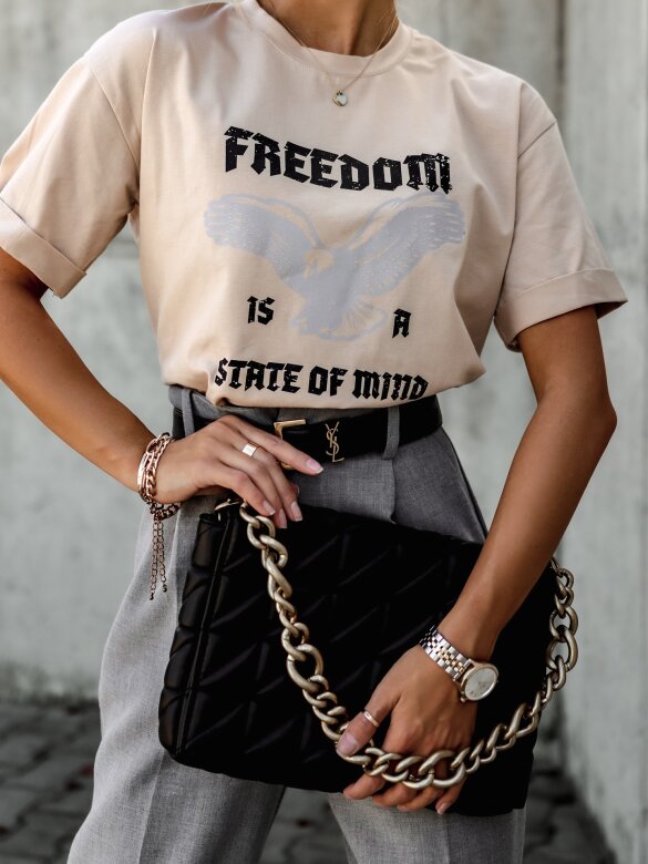 T-shirt Freedom Is A State Of Mind beżowy