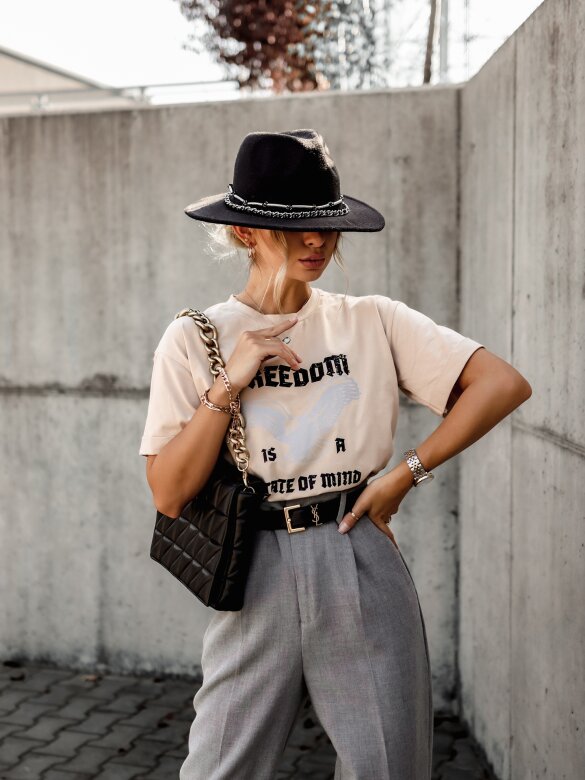 T-shirt Freedom Is A State Of Mind beżowy