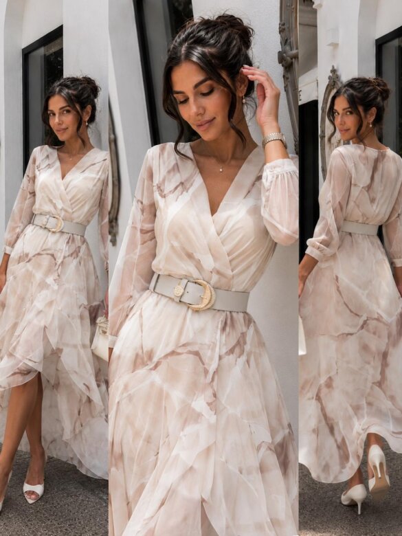 Dress London Chic maxi ecru-beige