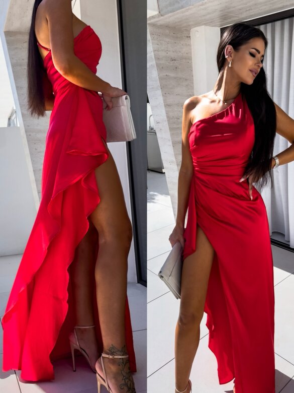 Sukienka Dorotea satynowa czerwona