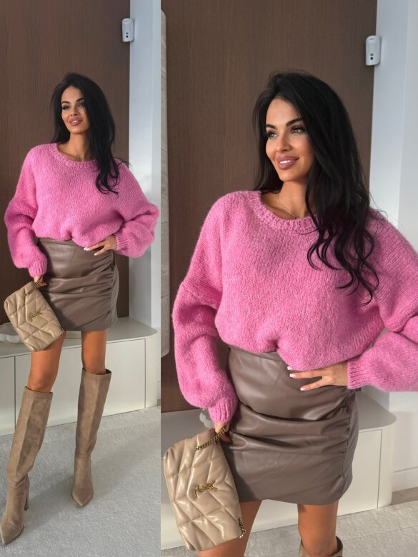 Sweter Lunarisse z domieszką wełny różowy