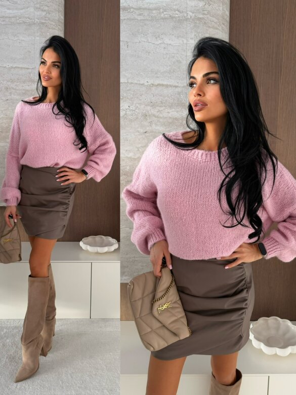 Sweter Lunarisse z domieszką wełny pudrowy