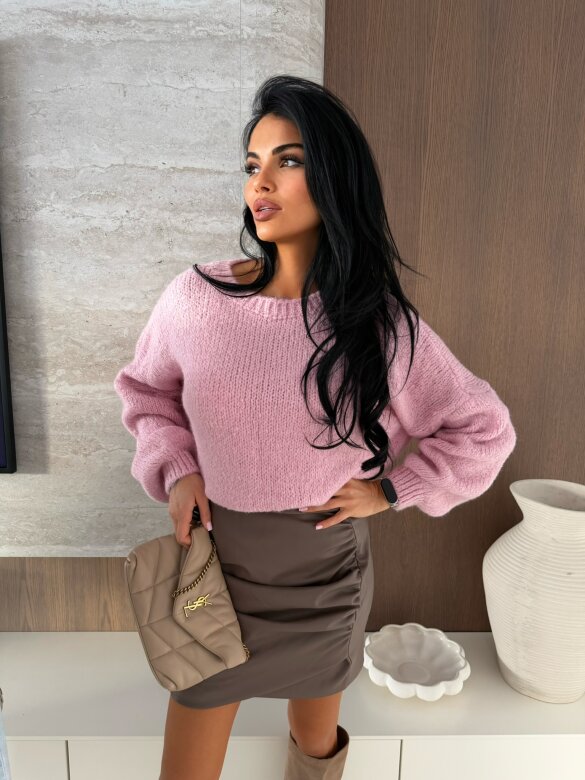 Sweter Lunarisse z domieszką wełny pudrowy