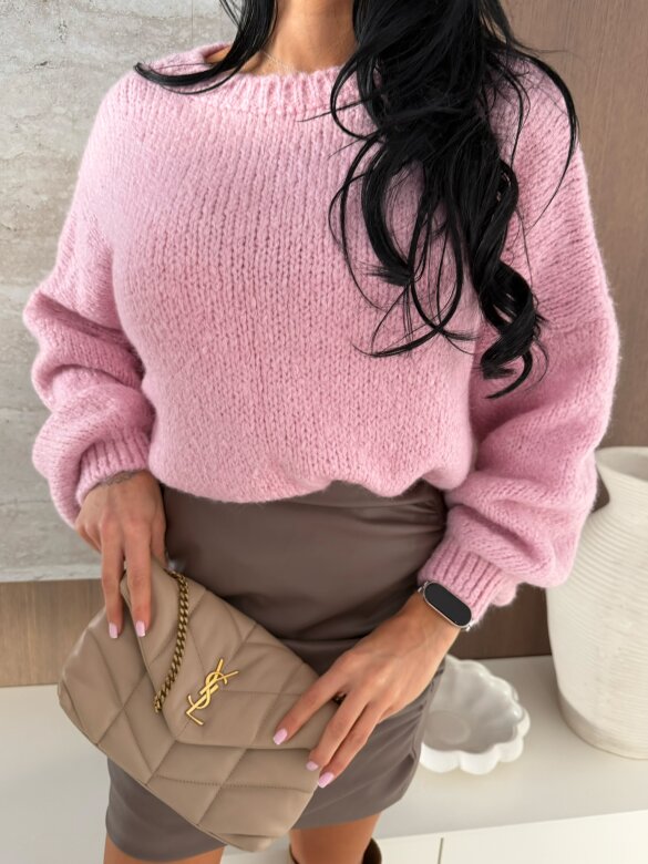 Sweter Lunarisse z domieszką wełny pudrowy