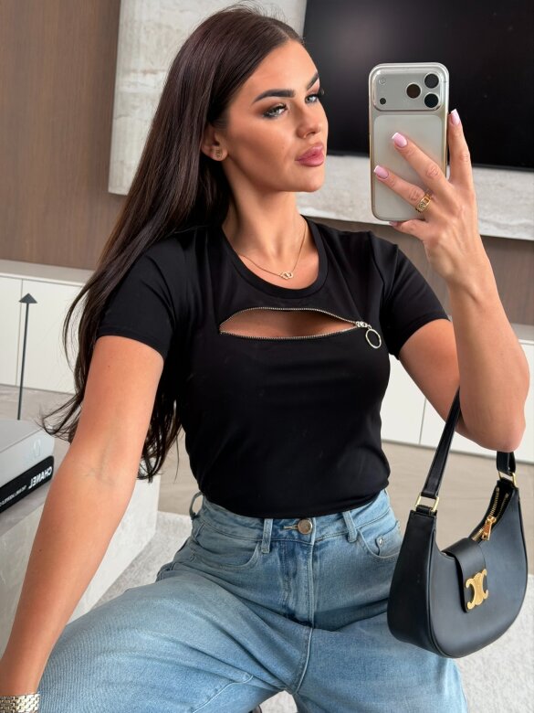 Bluzka Nexa z zamkiem czarna