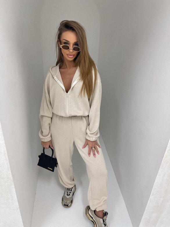 Kombinezon Lorisson z wełną jasnobeżowy 