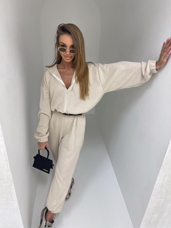 Kombinezon Lorisson z wełną jasnobeżowy 