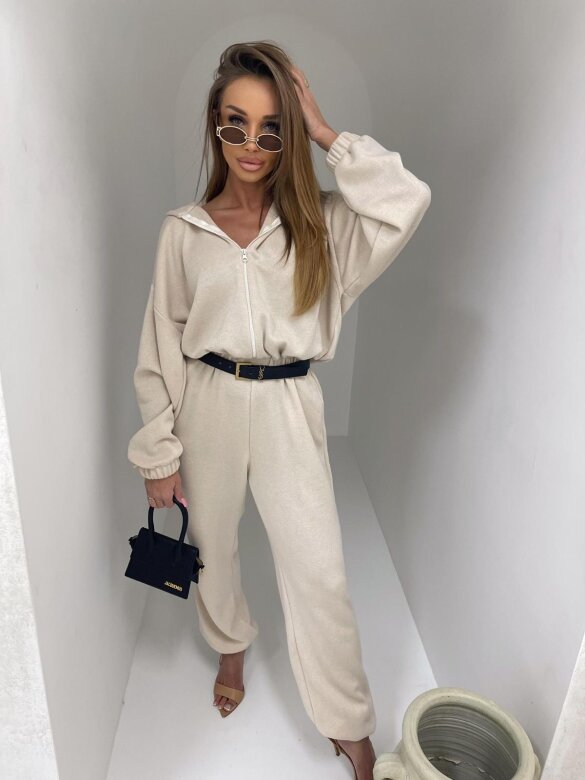 Kombinezon Lorisson z wełną jasnobeżowy 