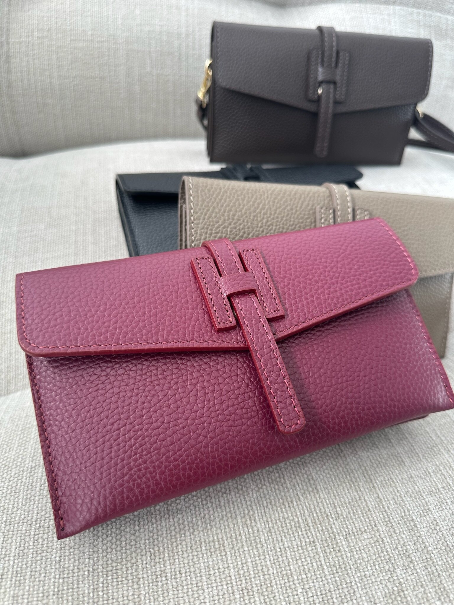 Torebka Elegance kopertówka skórzana bordowa