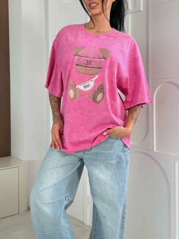 T-shirt Teddy Hat różowy 