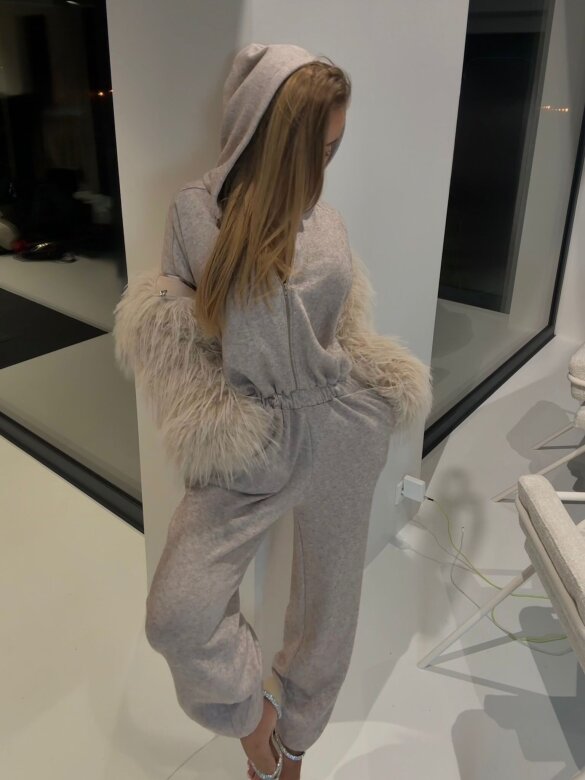 Kombinezon Lorisson z wełną mocca