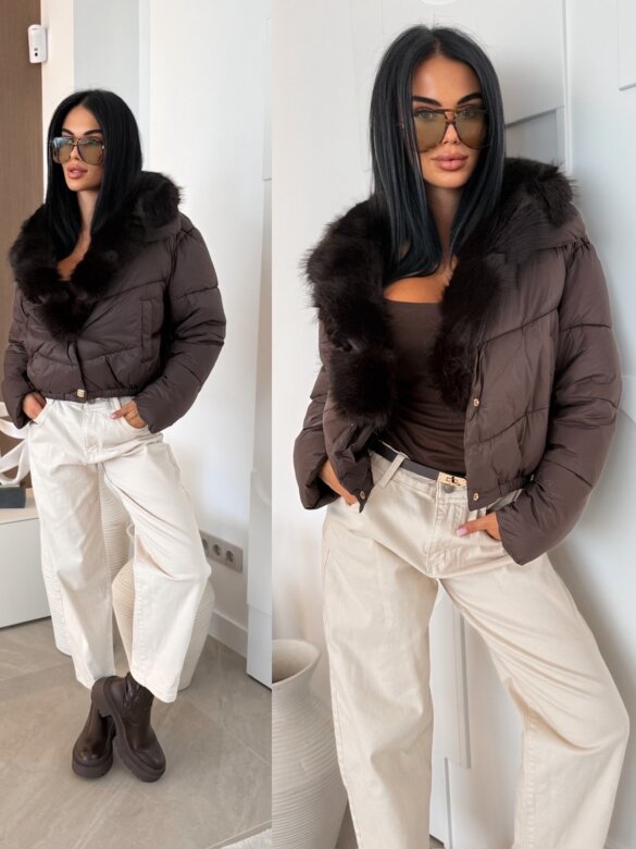 Kurtka Corvelli short czekoladowa