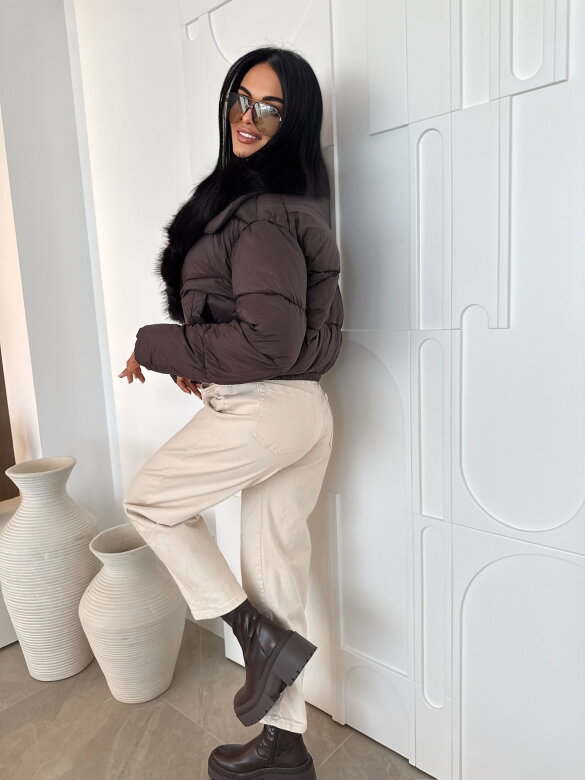 Kurtka Corvelli short czekoladowa