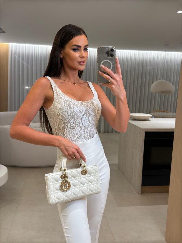 Body Hot Trend koronkowe biało-beżowe