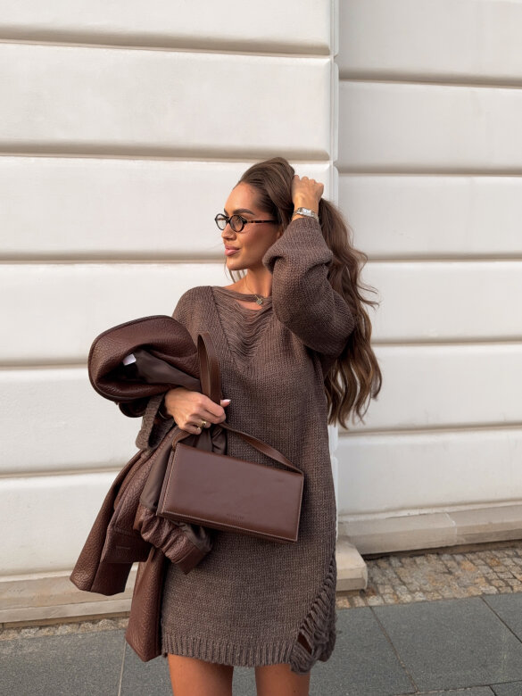 Sweter Christiano long brązowy 