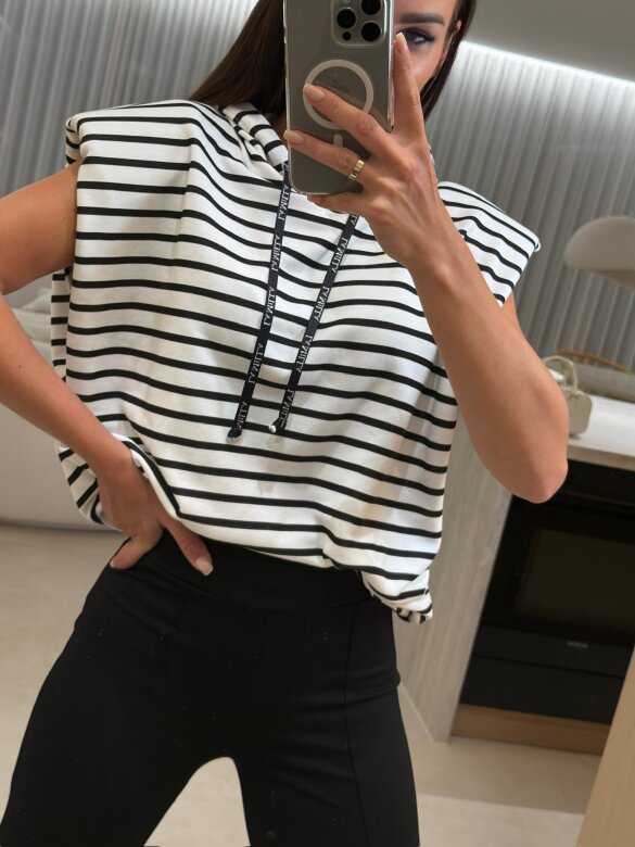 Bluza My Fashion dresowa w paski biało-czarna