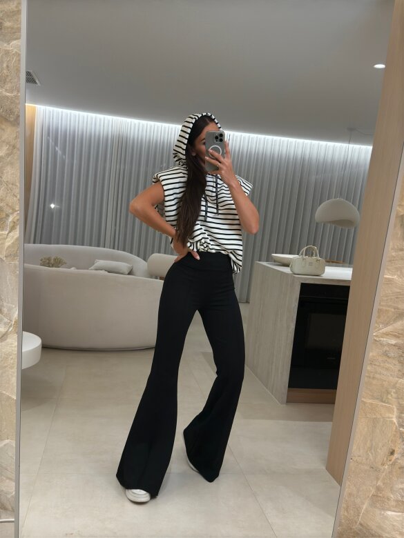 Bluza My Fashion dresowa w paski biało-czarna