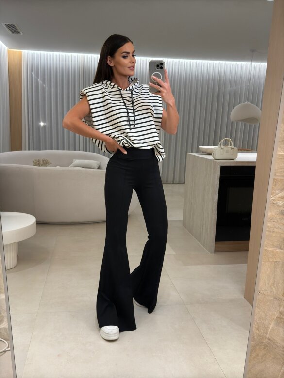 Bluza My Fashion dresowa w paski biało-czarna
