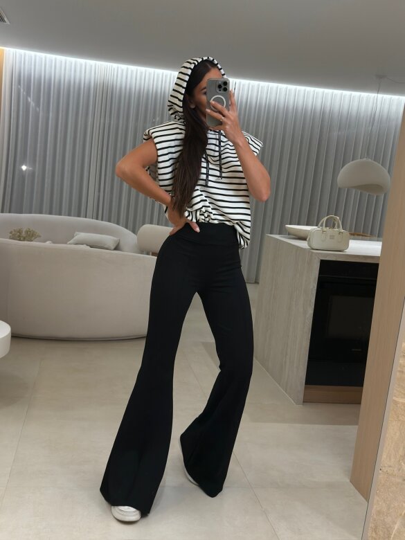 Bluza My Fashion dresowa w paski biało-czarna