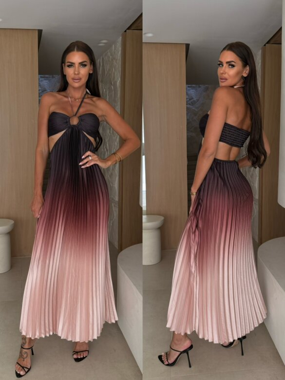 Sukienka Zahra maxi czarno-beżowa