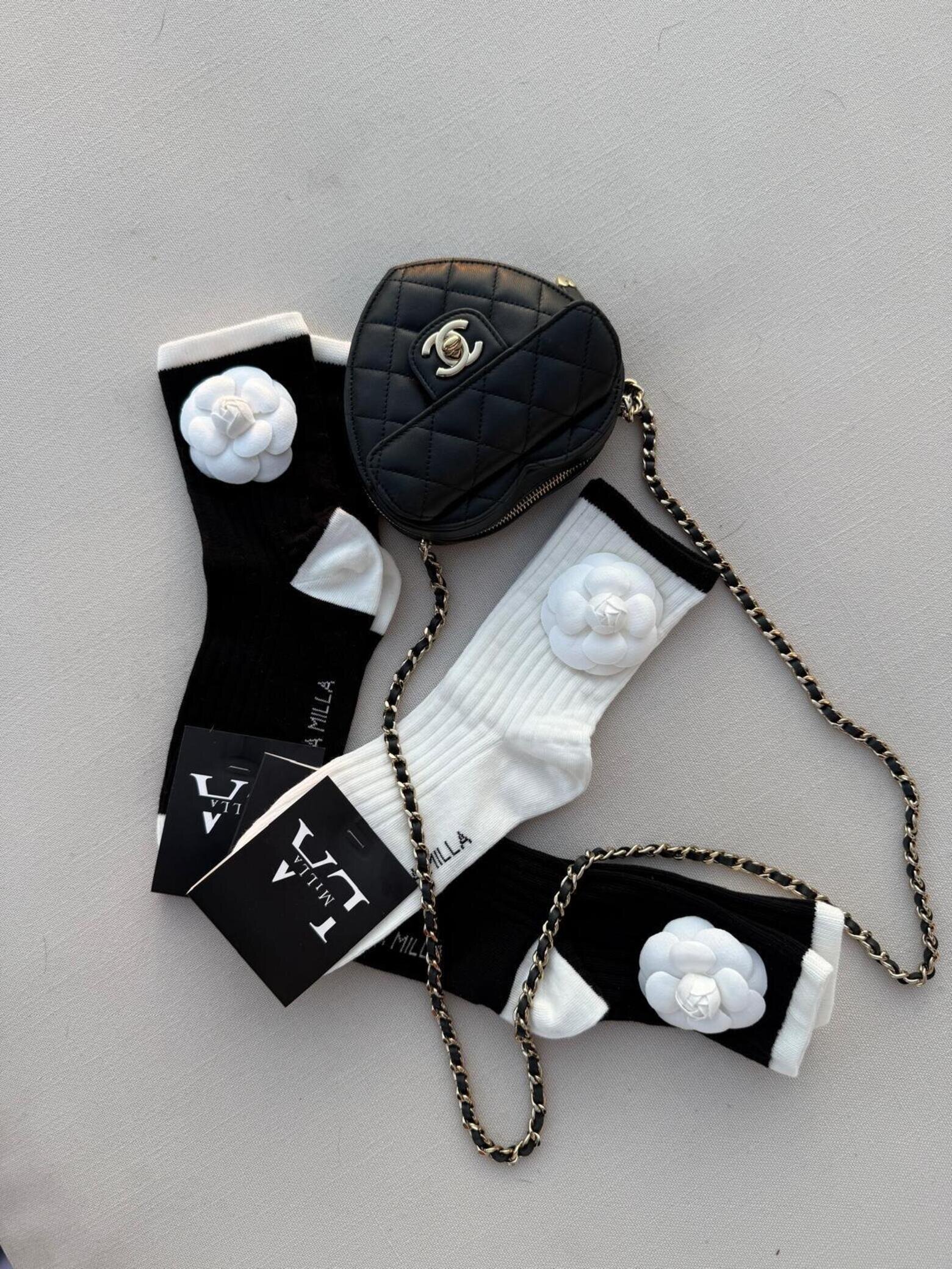 Skarpetki Flowers czarno-białe