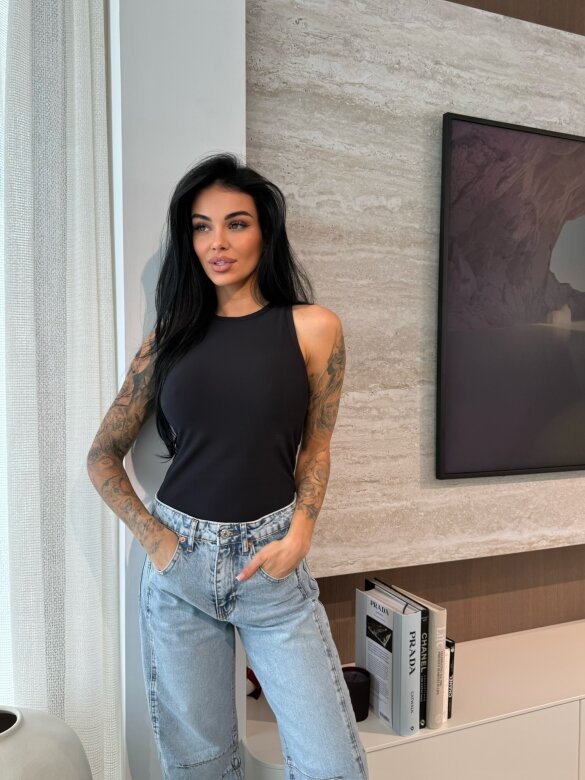 Top Prime prążkowany czarny