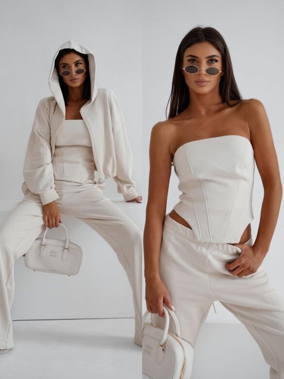 Komplet 3w1 Arco bawełniany beżowy 