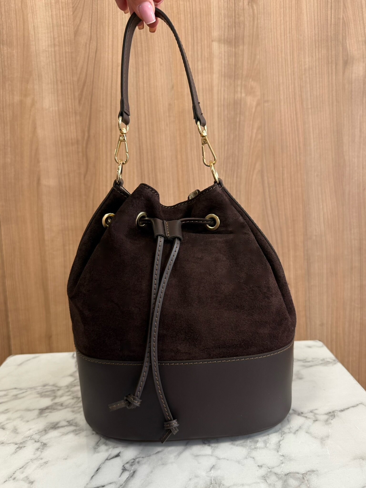 Torebka Volterra skórzana czekoladowa