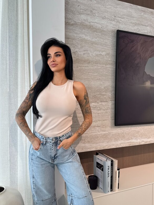 Top Prime prążkowany jasnobeżowy