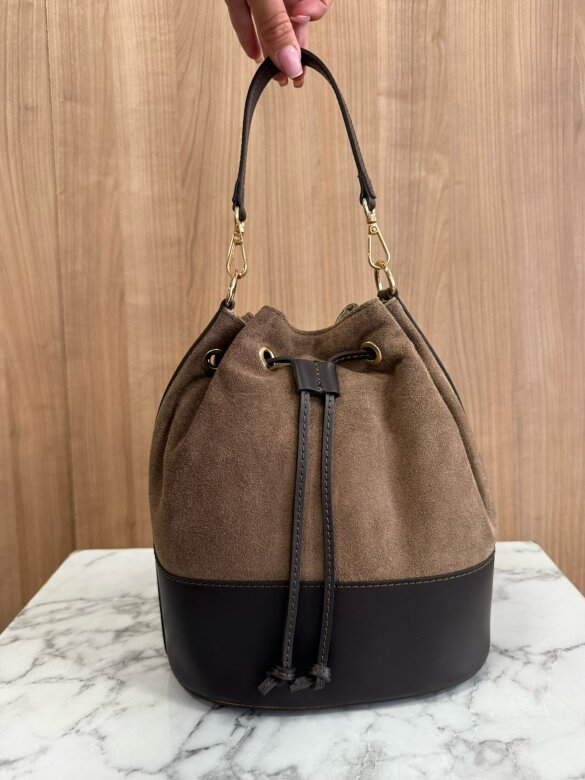 Bag Volterra leather beige-chocolate