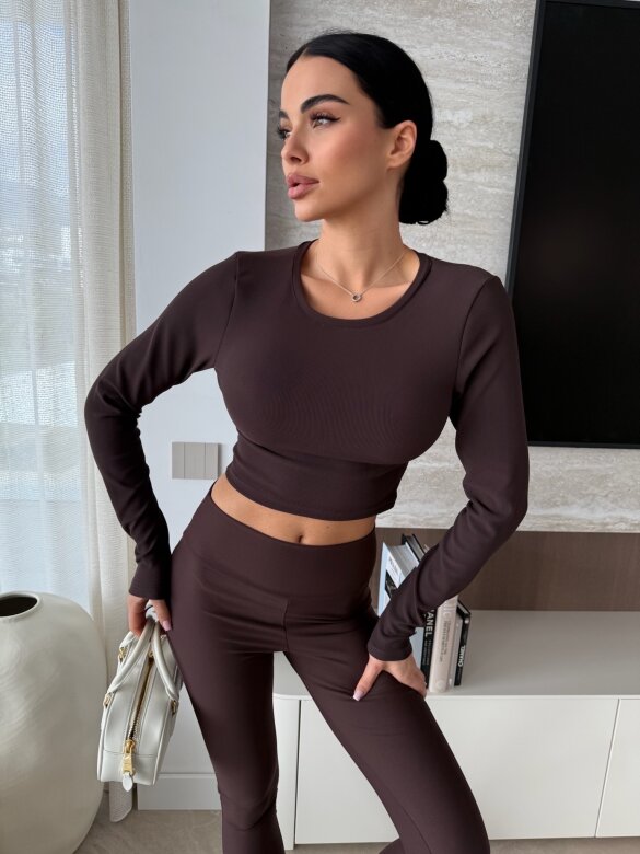 Top Risso longsleeve prążkowany czekoladowy