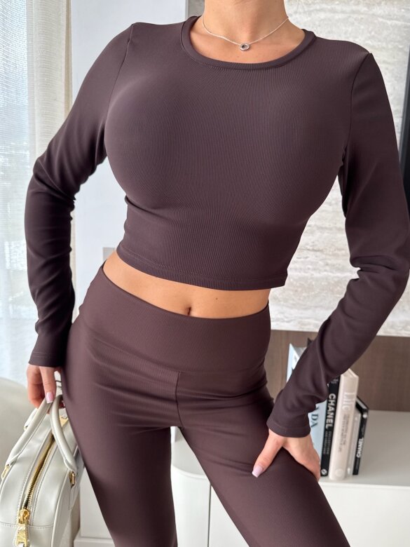 Top Risso longsleeve prążkowany czekoladowy