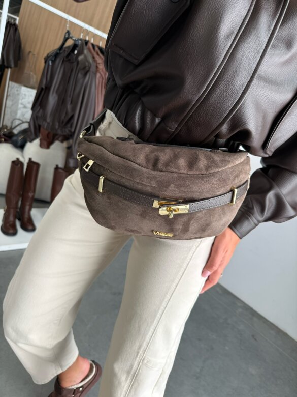 Bag Catis leather taupe 