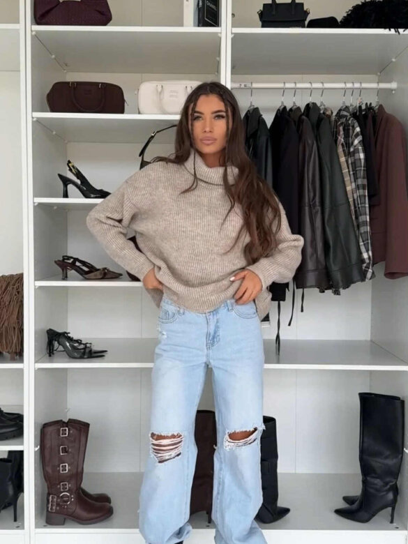 Turtleneck Sweater Work It melange beige