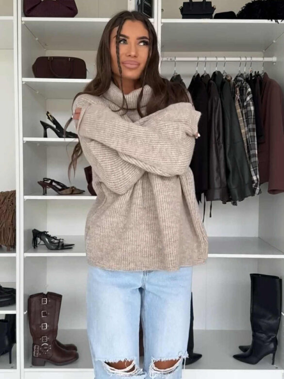 Turtleneck Sweater Work It melange beige