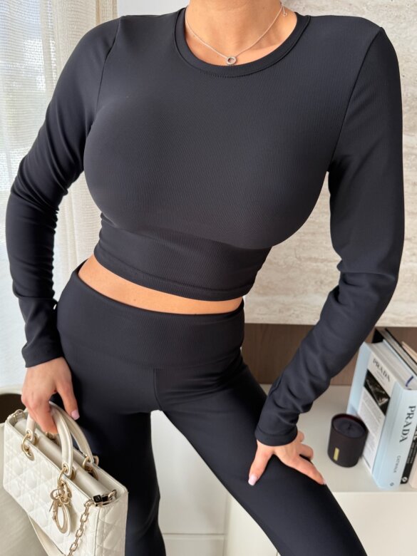 Top Risso longsleeve prążkowany czarny