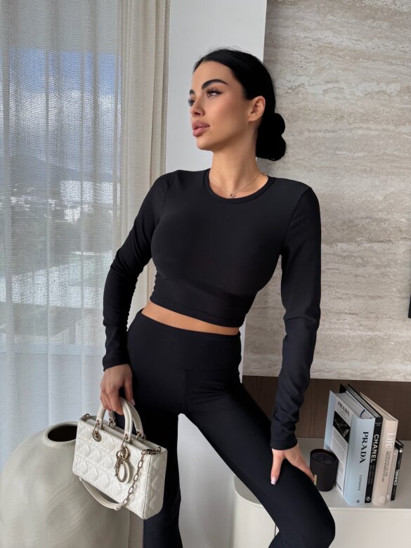 Top Risso longsleeve prążkowany czarny