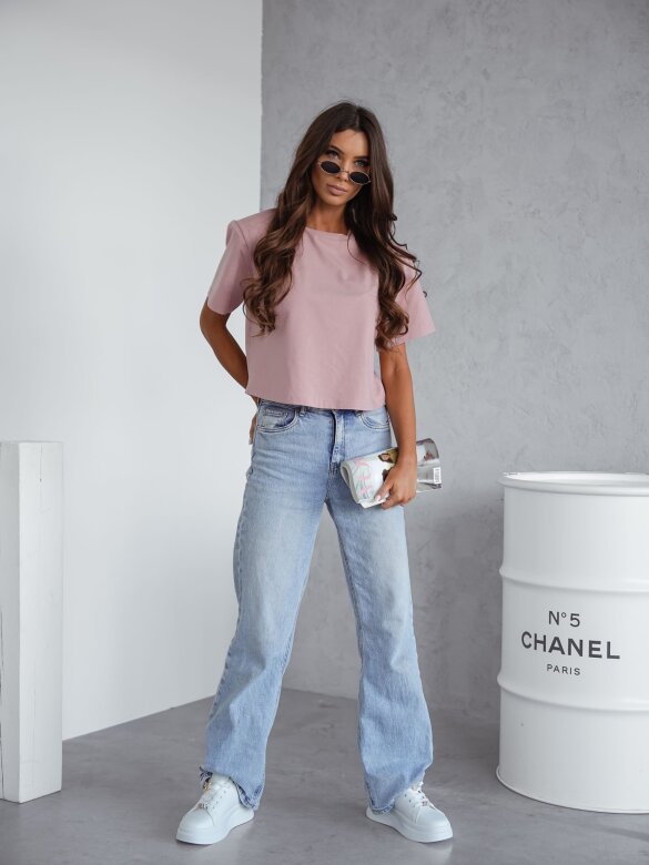 T-shirt Crop Top pudrowy