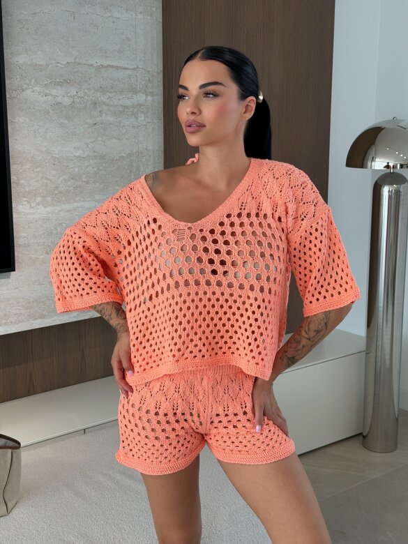 Komplet 2w1 Solave ażurowy pomarańczowy