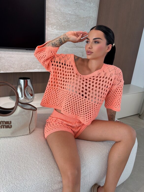 Komplet 2w1 Solave ażurowy pomarańczowy