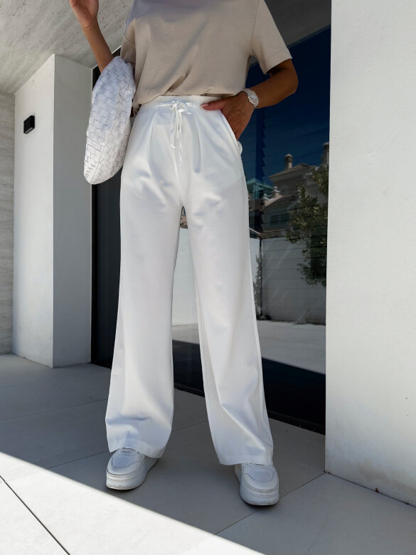 Spodnie Tiano wiązane w pasie białe