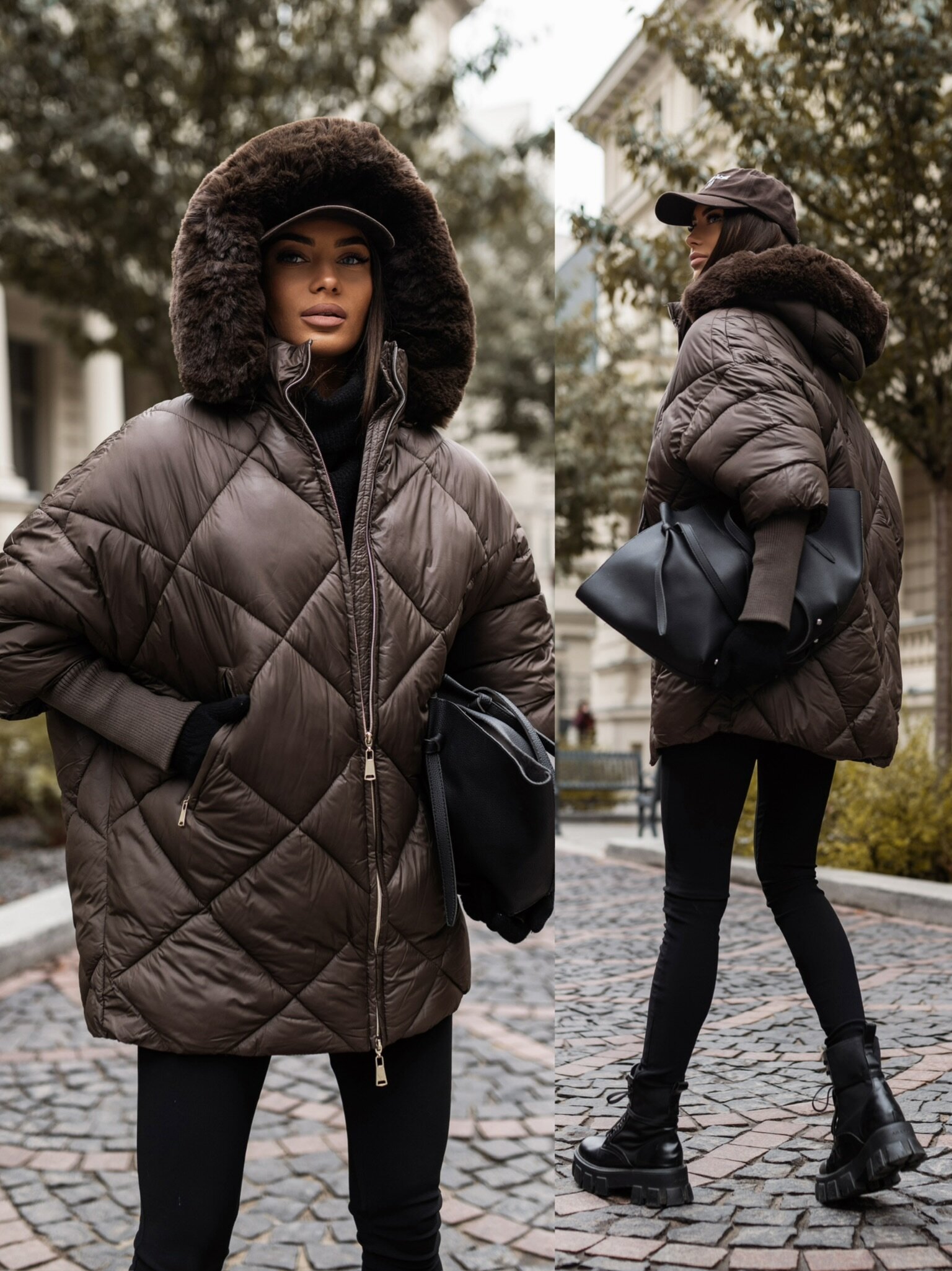 Kurtka Dorsia pikowana czekoladowa