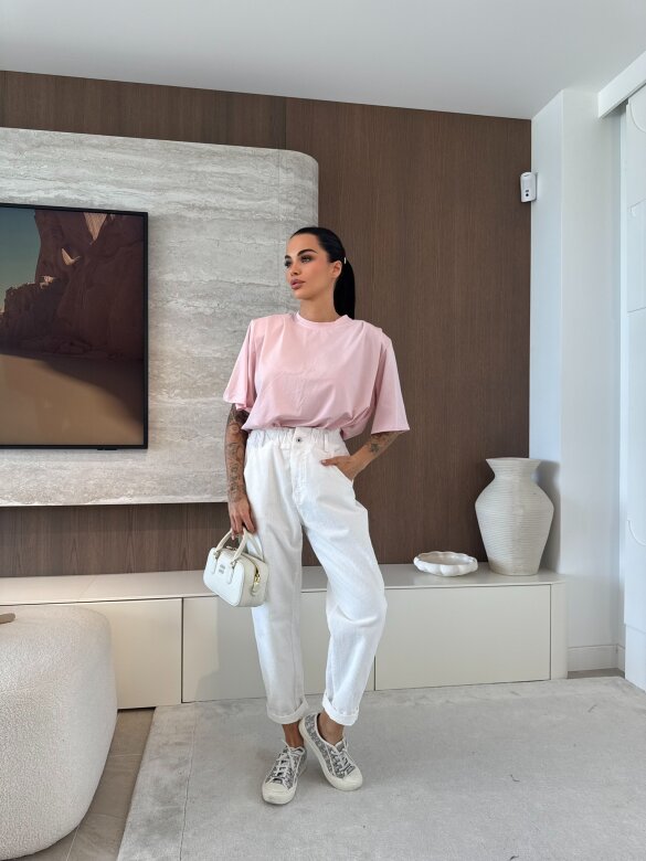 T-shirt Red Heart short pudrowy 