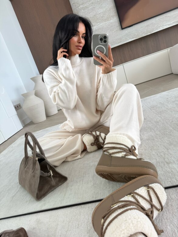 Śniegowce Alureo mocca-ecru 