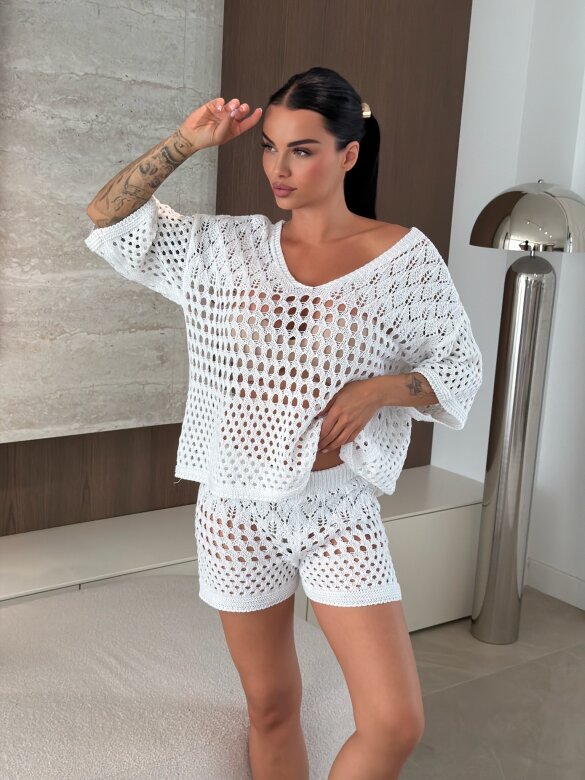 Komplet 2w1 Solave ażurowy biały