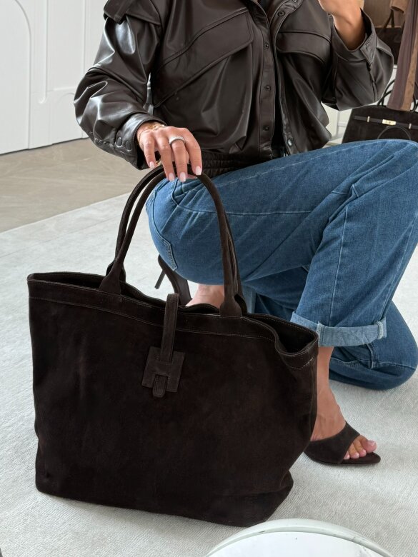 Bag Poelle shopper seude chocolate