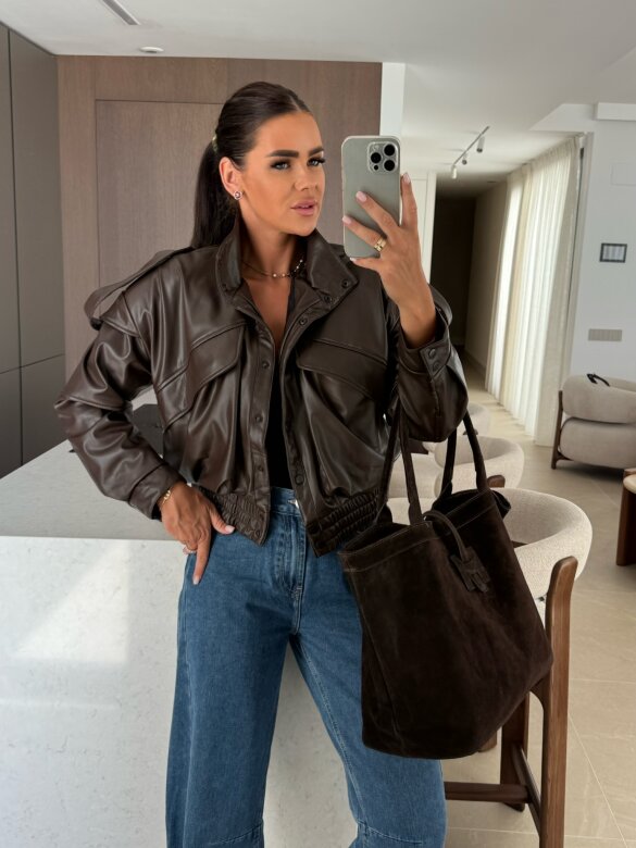 Bag Poelle shopper seude chocolate