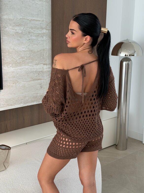 Komplet 2w1 Solave ażurowy czekoladowy 