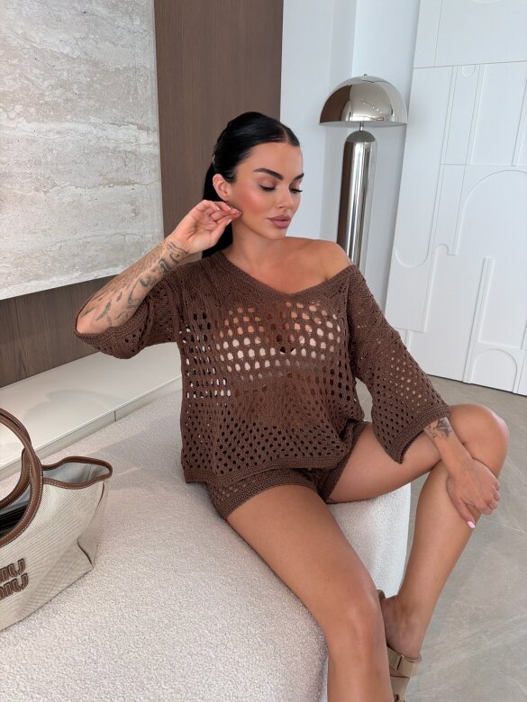 Komplet 2w1 Solave ażurowy czekoladowy 